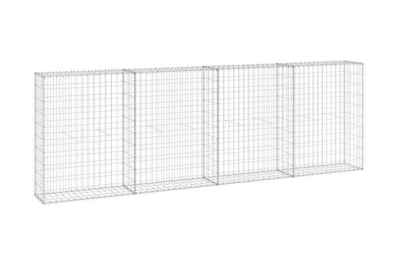 Gabion med dekker galvanisert stål 300x30x100 cm - Silver - Hagemøbler & utemiljø - Hagedekorasjon & utemiljø - Gjerder & Grinder