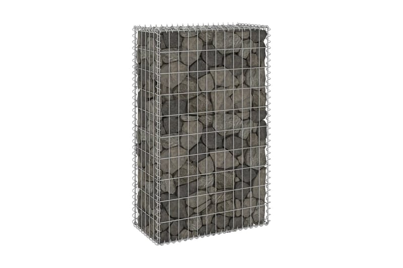 Gabion med dekker galvanisert stål 60x30x100 cm - Silver - Hagemøbler & utemiljø - Hagedekorasjon & utemiljø - Gjerder & Grinder