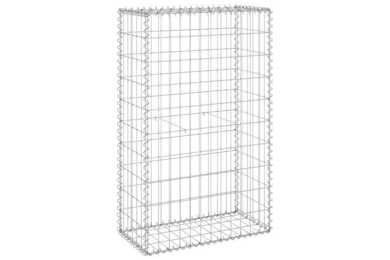 Gabion med dekker galvanisert stål 60x30x100 cm - Silver - Hagemøbler & utemiljø - Hagedekorasjon & utemiljø - Gjerder & Grinder