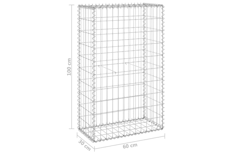 Gabion med dekker galvanisert stål 60x30x100 cm - Silver - Hagemøbler & utemiljø - Hagedekorasjon & utemiljø - Gjerder & Grinder