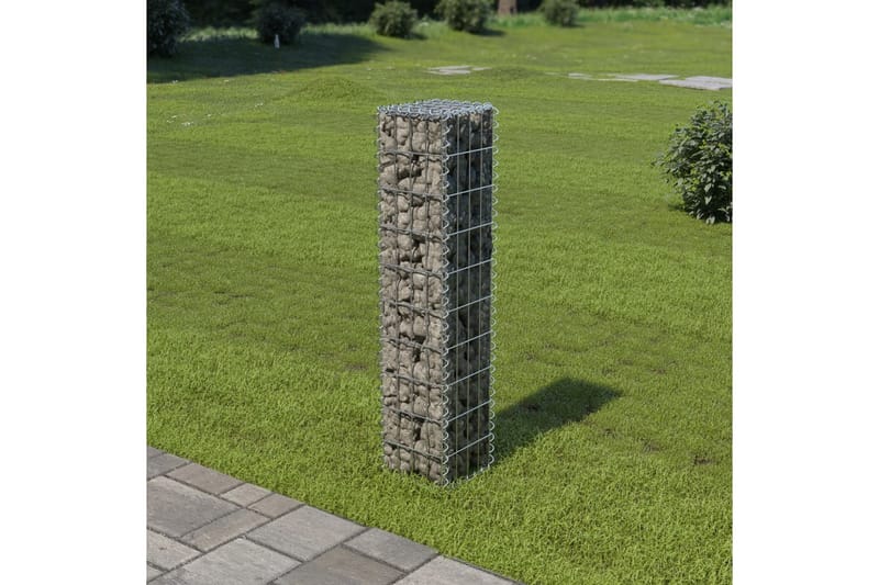 Gabion med topp- og bunndekke galvanisert stål 20x20x100 cm - Sølv - Hagemøbler & utemiljø - Hagedekorasjon & utemiljø - Gjerder & Grinder