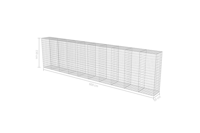 Gabion med topp- og bunndekke galvanisert stål 600x50x150 cm - Hagemøbler & utemiljø - Hagedekorasjon & utemiljø - Gjerder & Grinder