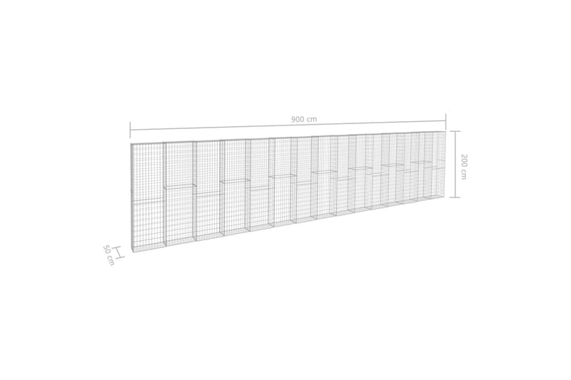 Gabion med topp- og bunndekke galvanisert stål 900x50x200 cm - Hagemøbler & utemiljø - Hagedekorasjon & utemiljø - Gjerder & Grinder