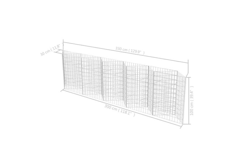 Gabionkurv galvanisert stål 300x30x100 cm - Hagemøbler & utemiljø - Hagedekorasjon & utemiljø - Gjerder & Grinder