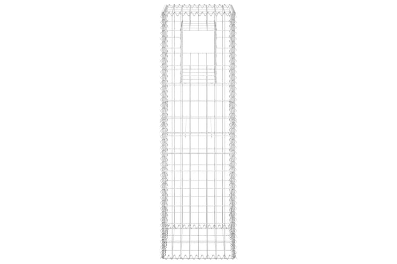 Gabionstolper 2 stk 40x40x140 cm jern - Silver - Hagemøbler & utemiljø - Hagedekorasjon & utemiljø - Gjerder & Grinder