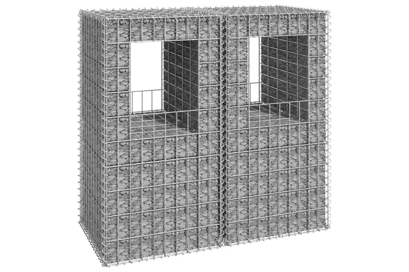 Gabionstolper 2 stk 50x50x100 cm jern - Silver - Hagemøbler & utemiljø - Hagedekorasjon & utemiljø - Gjerder & Grinder