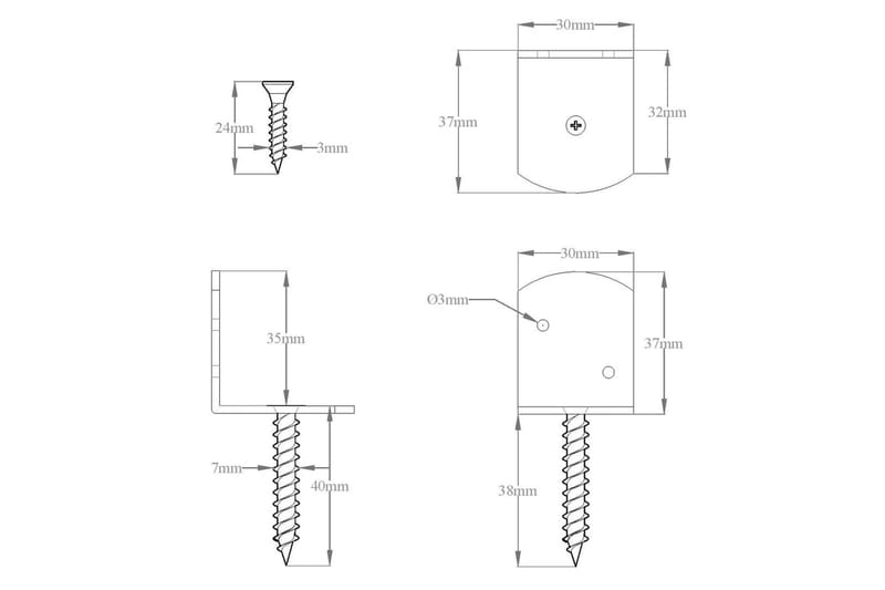 Gjerdebeslag 4 stk L-form galvanisert metall - Hagemøbler & utemiljø - Hagedekorasjon & utemiljø - Gjerder & Grinder