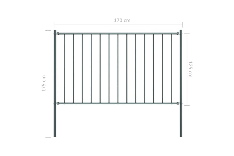 Gjerdepanel m. stolper pulverlakkert stål 1,7x1,25m - Hagemøbler & utemiljø - Hagedekorasjon & utemiljø - Gjerder & Grinder