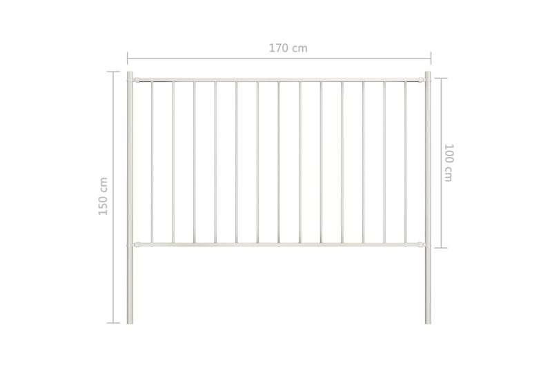 Gjerdepanel med stolper pulverlakkert stål 1,7x1 m hvit - Hagemøbler & utemiljø - Hagedekorasjon & utemiljø - Gjerder & Grinder