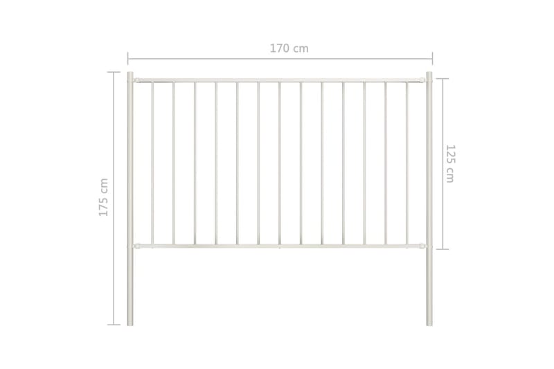 Gjerdepanel med stolper pulverlakkert stål 1,7x1,25 m hvit - Gjerder & Grinder