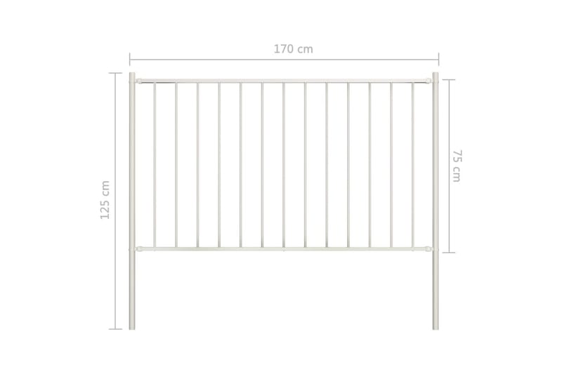 Gjerdepanel med stolper pulverlakkert stål 1,7x0,75 m hvit - Gjerder & Grinder