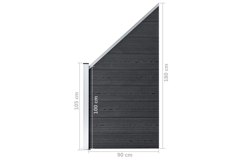 Gjerdepanel WPC 90x(100-180) cm grå - Gjerder & Grinder