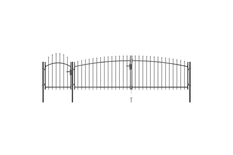 Gjerdeport med spydtopp 5x1,5 m svart - Svart - Hagemøbler & utemiljø - Hagedekorasjon & utemiljø - Gjerder & Grinder