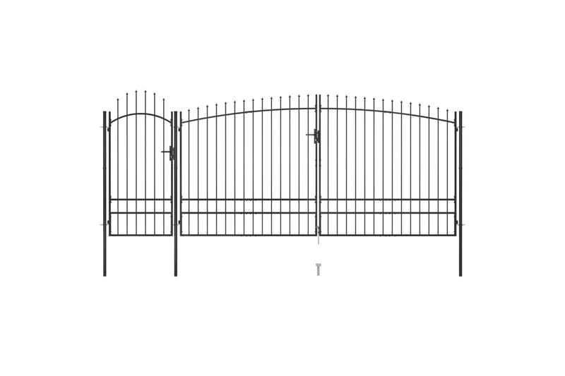 Gjerdeport med spydtopp 5x2,45 m svart - Svart - Hagemøbler & utemiljø - Hagedekorasjon & utemiljø - Gjerder & Grinder