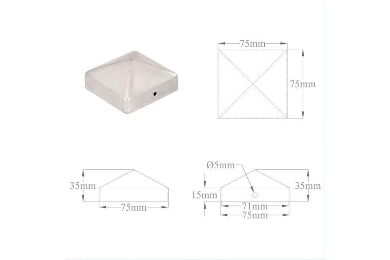 Gjerdestolpehatter pyramide 6stk galvanisert metall 71x71mm - Hagemøbler & utemiljø - Hagedekorasjon & utemiljø - Gjerder & Grinder