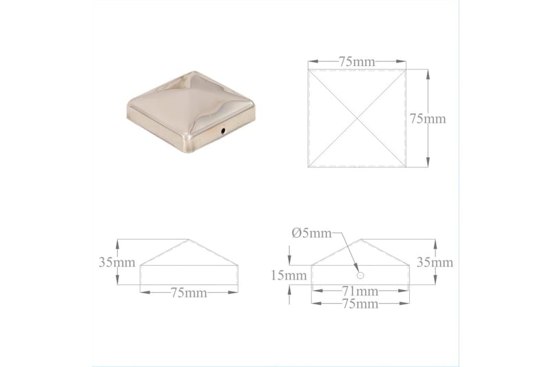 Gjerdestolpehatter pyramide 6 stk rustfritt stål 71x71 mm - Hagemøbler & utemiljø - Hagedekorasjon & utemiljø - Gjerder & Grinder