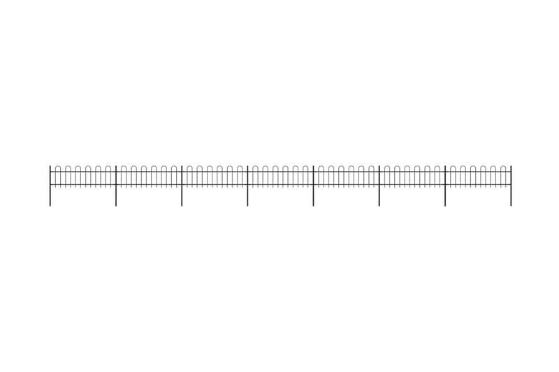 Hagegjerde med buet topp 11,9x0,6 m stål svart - Svart - Hagemøbler & utemiljø - Hagedekorasjon & utemiljø - Gjerder & Grinder