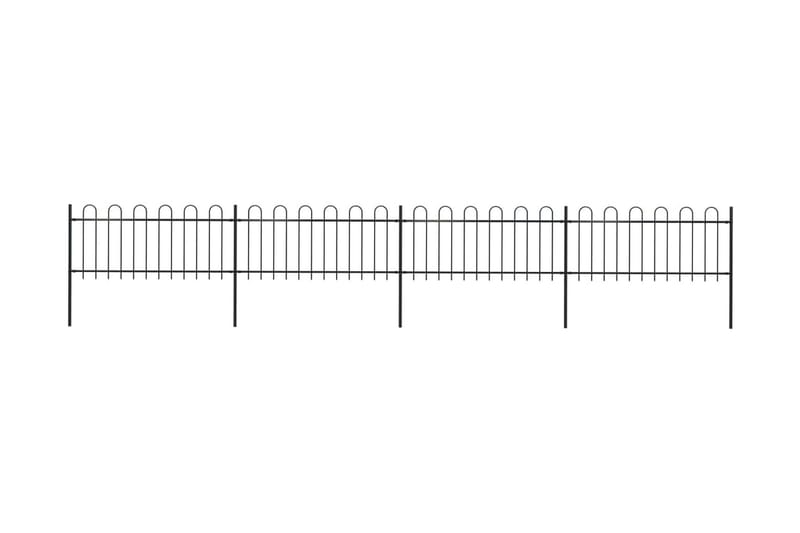 Hagegjerde med buet topp 6,8x0,8 m stål svart - Svart - Hagemøbler & utemiljø - Hagedekorasjon & utemiljø - Gjerder & Grinder