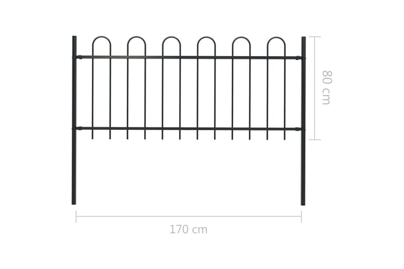 Hagegjerde med buet topp stål 1,7x0,8 m svart - Hagemøbler & utemiljø - Hagedekorasjon & utemiljø - Gjerder & Grinder