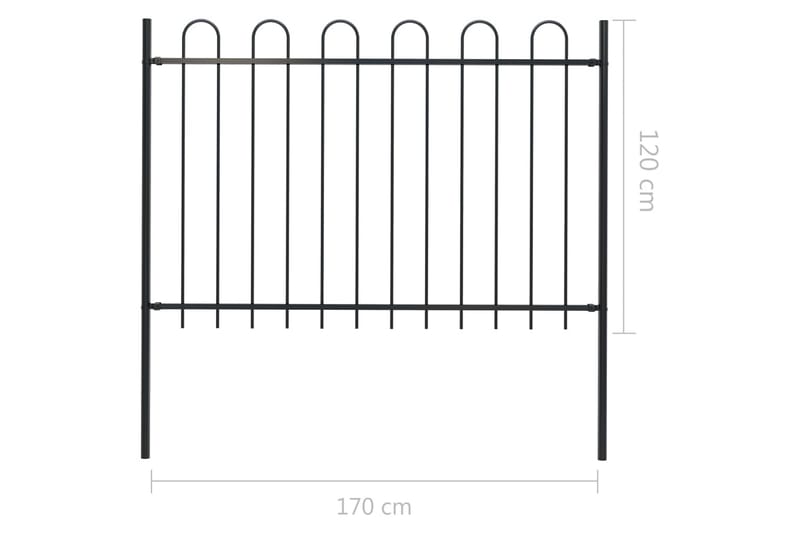 Hagegjerde med buet topp stål 1,7x1,2 m svart - Hagemøbler & utemiljø - Hagedekorasjon & utemiljø - Gjerder & Grinder