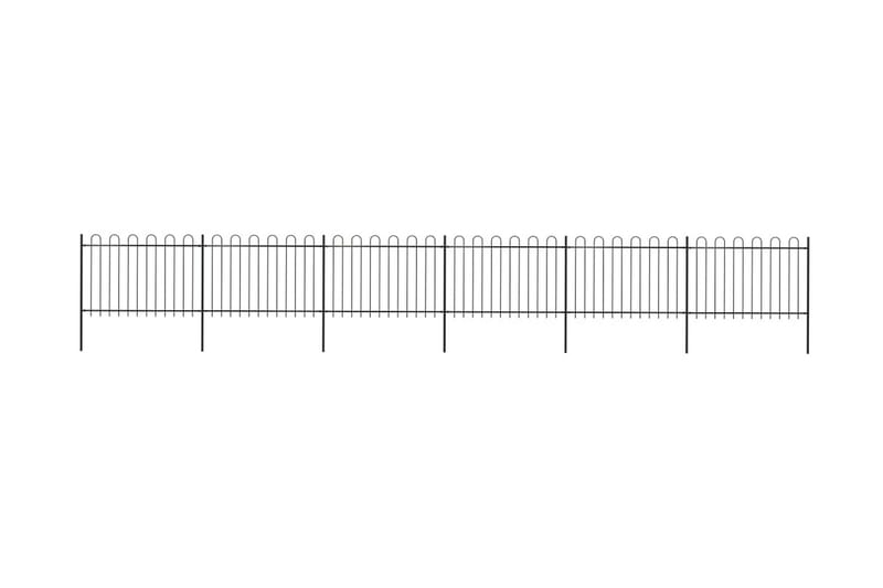 Hagegjerde med buet topp stål 10,2x1,2 m svart - Svart - Hagemøbler & utemiljø - Hagedekorasjon & utemiljø - Gjerder & Grinder