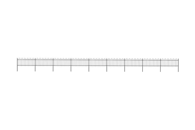 Hagegjerde med buet topp stål 15,3x0,8 m svart - Svart - Hagemøbler & utemiljø - Hagedekorasjon & utemiljø - Gjerder & Grinder