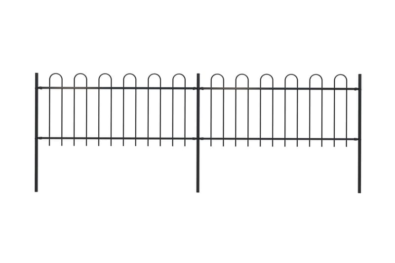 Hagegjerde med buet topp stål 3,4x0,8 m svart - Svart - Hagemøbler & utemiljø - Hagedekorasjon & utemiljø - Gjerder & Grinder