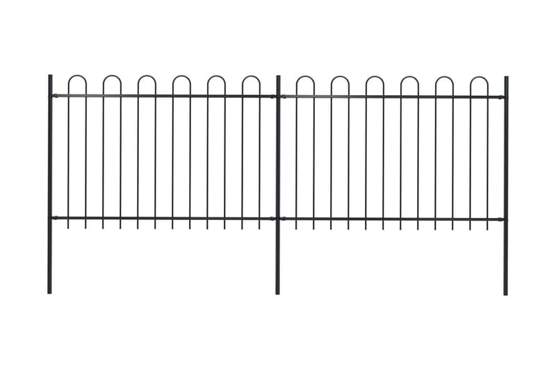 Hagegjerde med buet topp stål 3,4x1,2 m svart - Svart - Hagemøbler & utemiljø - Hagedekorasjon & utemiljø - Gjerder & Grinder