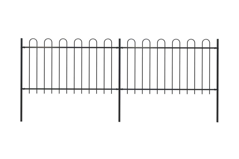 Hagegjerde med buet topp stål 3,4x1 m svart - Svart - Hagemøbler & utemiljø - Hagedekorasjon & utemiljø - Gjerder & Grinder