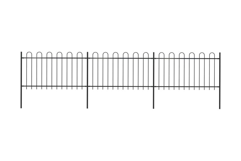 Hagegjerde med buet topp stål 5,1x1 m svart - Svart - Hagemøbler & utemiljø - Hagedekorasjon & utemiljø - Gjerder & Grinder