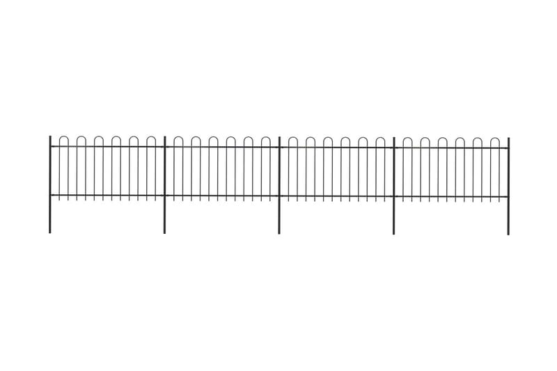 Hagegjerde med buet topp stål 6,8x1 m svart - Svart - Hagemøbler & utemiljø - Hagedekorasjon & utemiljø - Gjerder & Grinder