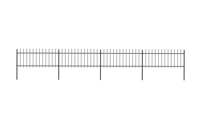 Hagegjerde med spydtopp 6,8x0,8 m stål svart - Svart - Hagemøbler & utemiljø - Hagedekorasjon & utemiljø - Gjerder & Grinder