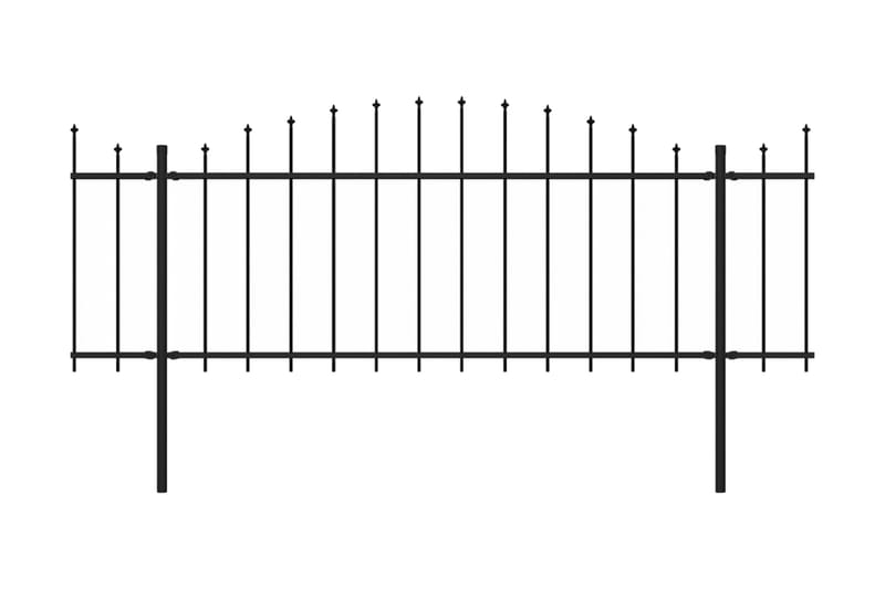 Hagegjerde med spydtopp stål (0,5-0,75)x10,2 m svart - Svart - Hagemøbler & utemiljø - Hagedekorasjon & utemiljø - Gjerder & Grinder