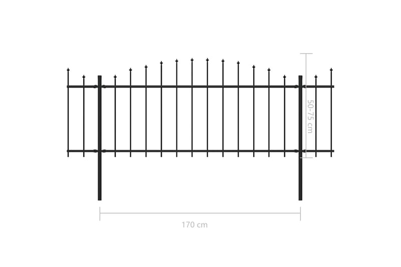 Hagegjerde med spydtopp stål (0,5-0,75)x10,2 m svart - Svart - Hagemøbler & utemiljø - Hagedekorasjon & utemiljø - Gjerder & Grinder