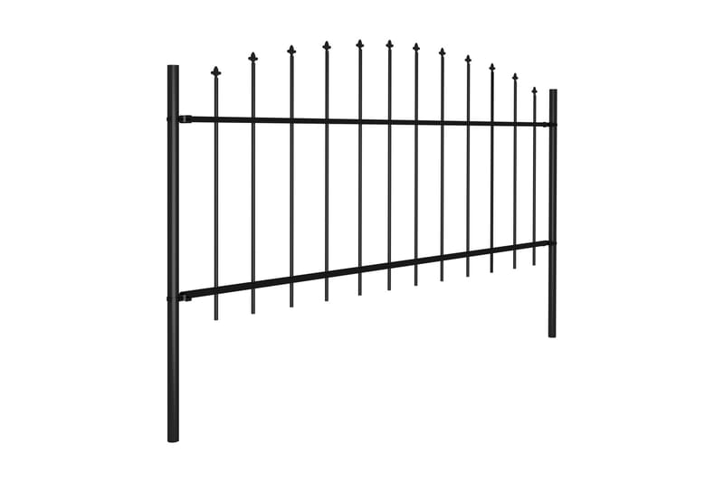 Hagegjerde med spydtopp stål (0,5-0,75)x11,9 m svart - Svart - Hagemøbler & utemiljø - Hagedekorasjon & utemiljø - Gjerder & Grinder