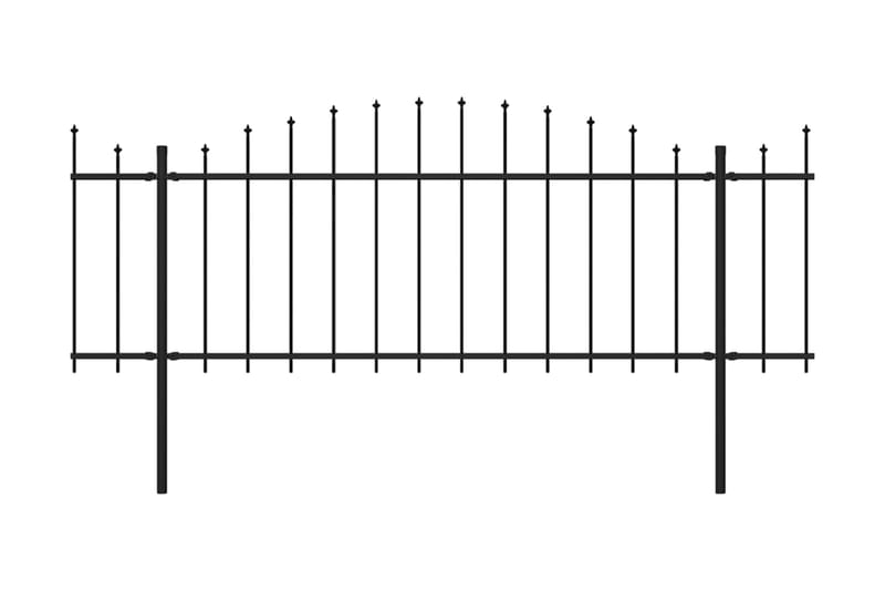 Hagegjerde med spydtopp stål (0,5-0,75)x11,9 m svart - Svart - Hagemøbler & utemiljø - Hagedekorasjon & utemiljø - Gjerder & Grinder