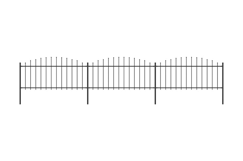 Hagegjerde med spydtopp stål (0,5-0,75)x5,1 m svart - Svart - Hagemøbler & utemiljø - Hagedekorasjon & utemiljø - Gjerder & Grinder