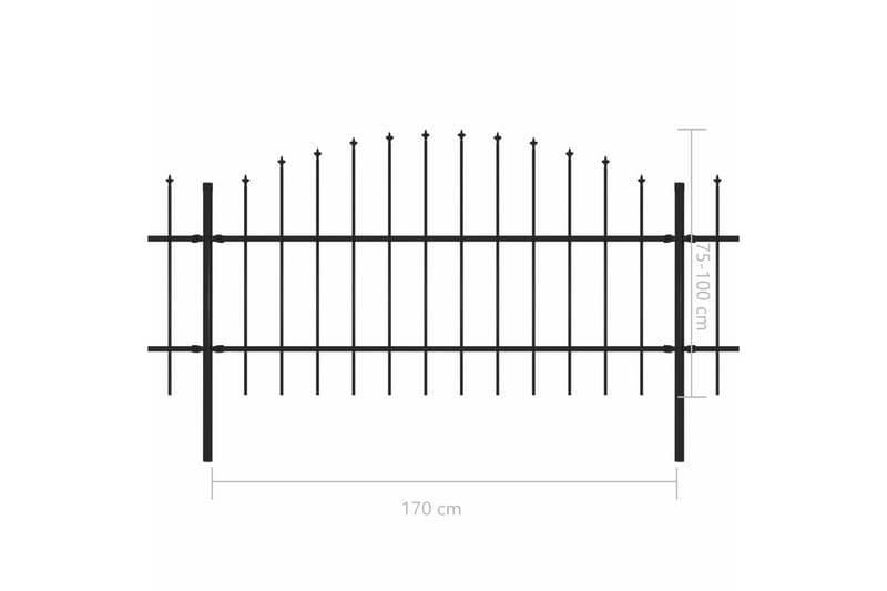 Hagegjerde med spydtopp stål (0,75-1)x10,2 m svart - Hagemøbler & utemiljø - Hagedekorasjon & utemiljø - Gjerder & Grinder