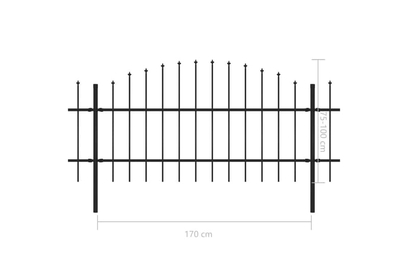 Hagegjerde med spydtopp stål (0,75-1)x11,9 m svart - Hagemøbler & utemiljø - Hagedekorasjon & utemiljø - Gjerder & Grinder