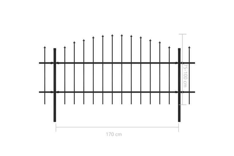 Hagegjerde med spydtopp stål (0,75-1)x3,4 m svart - Svart - Hagemøbler & utemiljø - Hagedekorasjon & utemiljø - Gjerder & Grinder