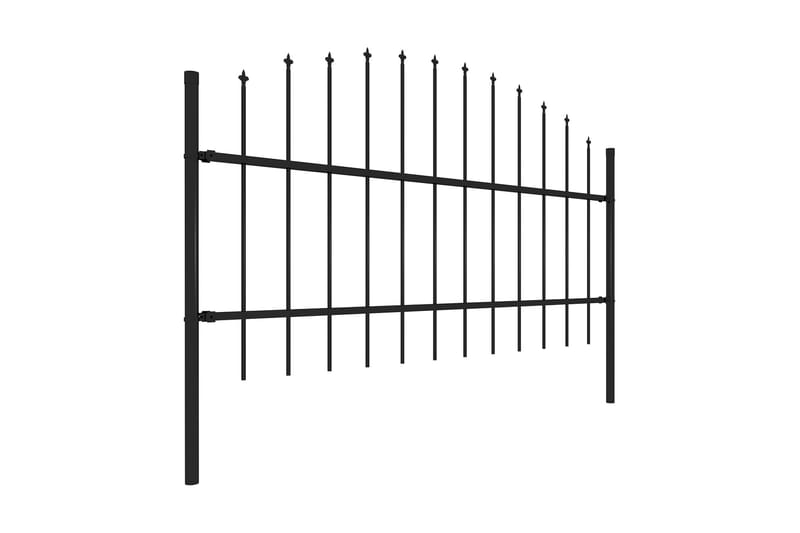 Hagegjerde med spydtopp stål (0,75-1)x5,1 m svart - Svart - Hagemøbler & utemiljø - Hagedekorasjon & utemiljø - Gjerder & Grinder