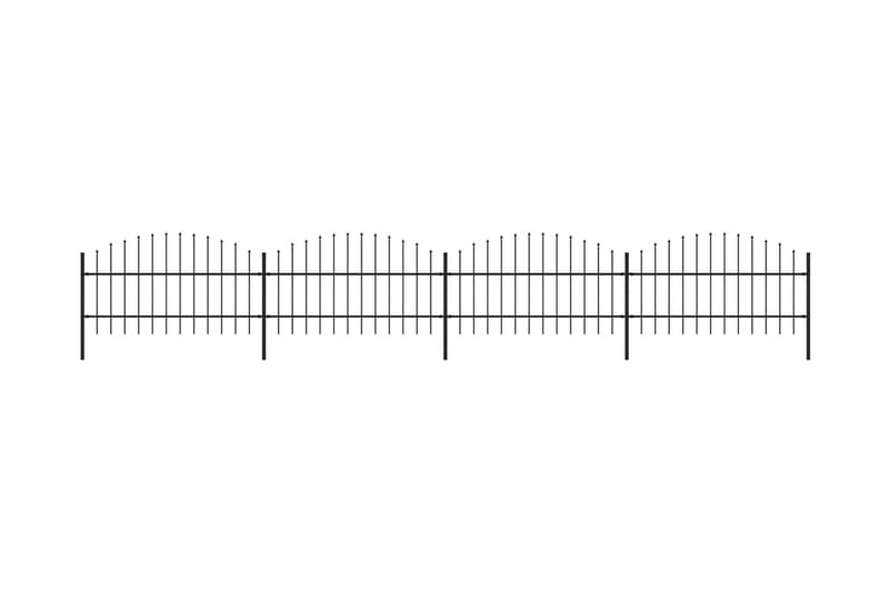 Hagegjerde med spydtopp stål (0,75-1)x6,8 m svart - Svart - Hagemøbler & utemiljø - Hagedekorasjon & utemiljø - Gjerder & Grinder