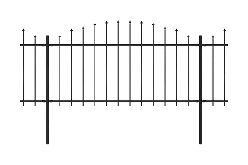 Hagegjerde med spydtopp stål (1,25-1,5)x10,2 m svart - Hagemøbler & utemiljø - Hagedekorasjon & utemiljø - Gjerder & Grinder