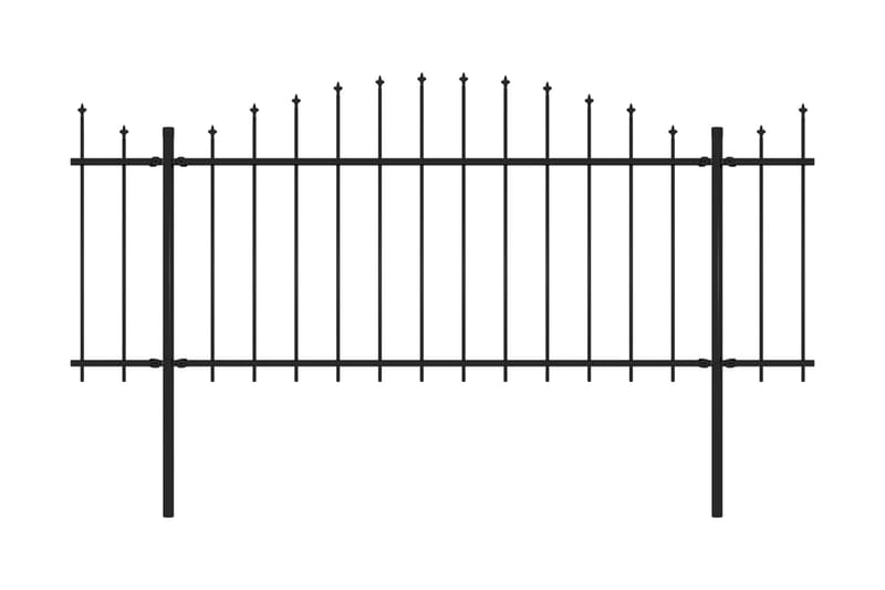 Hagegjerde med spydtopp stål (1,25-1,5)x11,9 m svart - Hagemøbler & utemiljø - Hagedekorasjon & utemiljø - Gjerder & Grinder