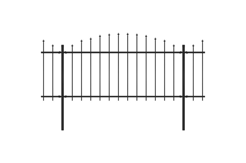 Hagegjerde med spydtopp stål (1,25-1,5)x13,6 m svart - Hagemøbler & utemiljø - Hagedekorasjon & utemiljø - Gjerder & Grinder