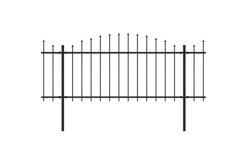 Hagegjerde med spydtopp stål (1,25-1,5)x15,3 m svart - Svart - Hagemøbler & utemiljø - Hagedekorasjon & utemiljø - Gjerder & Grinder