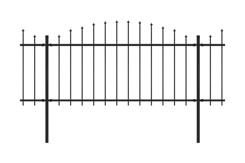 Hagegjerde med spydtopp stål (1,25-1,5)x5,1 m svart - Hagemøbler & utemiljø - Hagedekorasjon & utemiljø - Gjerder & Grinder