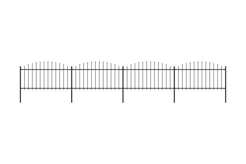 Hagegjerde med spydtopp stål (1,25-1,5)x6,8 m svart - Hagemøbler & utemiljø - Hagedekorasjon & utemiljø - Gjerder & Grinder