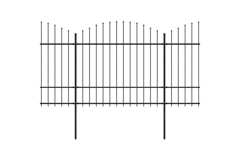 Hagegjerde med spydtopp stål (1,5-1,75)x10,2 m svart - Gjerder & Grinder