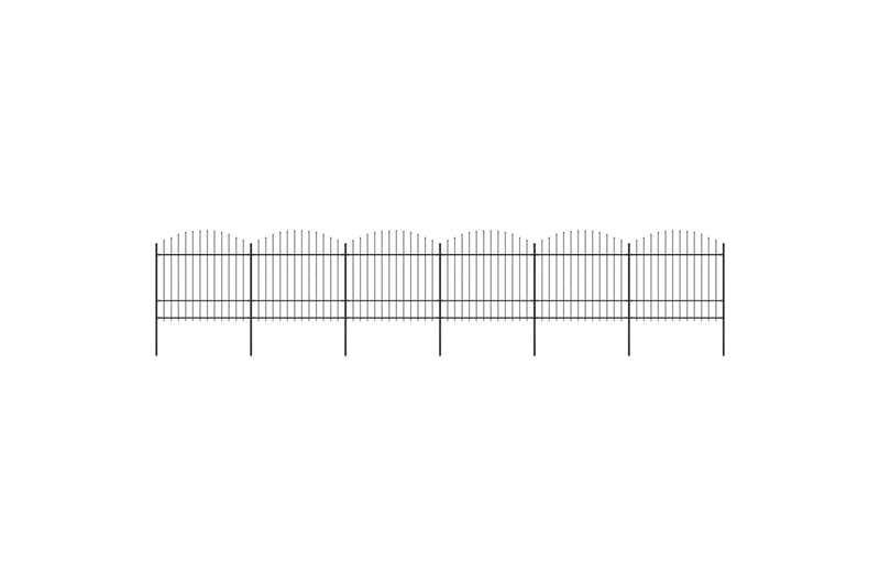 Hagegjerde med spydtopp stål (1,5-1,75)x10,2 m svart - Gjerder & Grinder